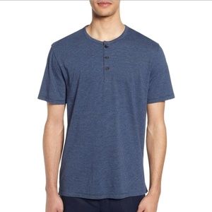 Vince Feeder Stripe Henley Shirt - Medium
